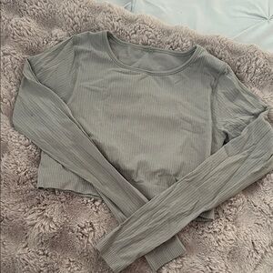 lululemon athletica Ribbed Long-Sleeve Crop Running Top - Gray Size 10